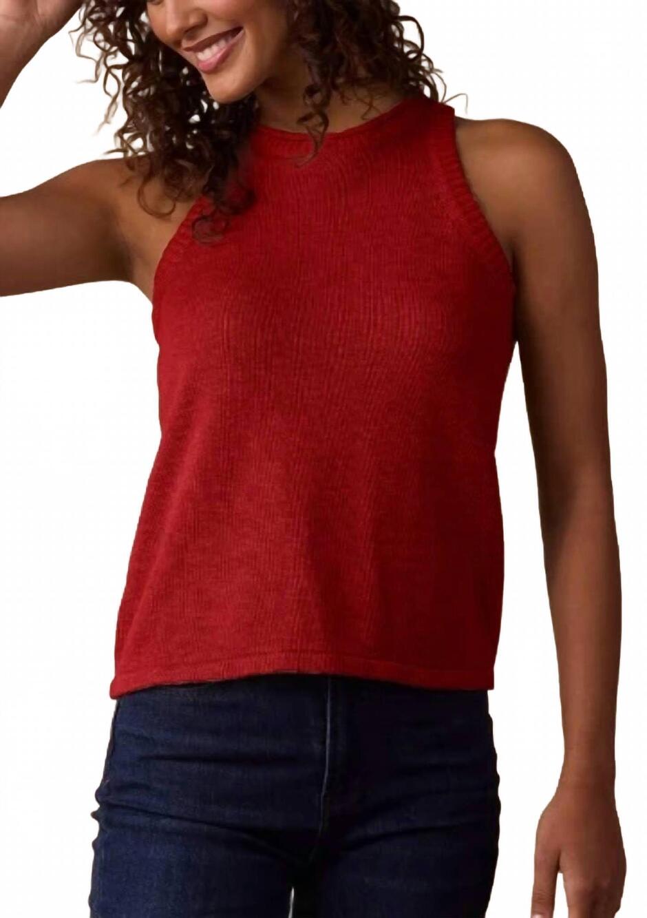 NEW THE NORMAL BRAND wanderlust hi-neck tank in poppy red